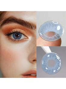 1 Pair Colored Contact Lenses For Eyes, Cute Blue Lenses, Cosmetic Makeup, Soft Green And Gray Beauty Contact Lenses, Annual Disposable Contact Lenses, 14.2mm