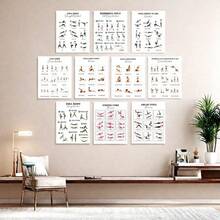 8pcs Full Body Workout Poster Set, Fitness Exercise Guide Printed Pictures, Paper Material, 8"X10" Frameless Home Gym Training Plan, Legs, Core, Back, Chest, Glutes And Dynamic Stretch, Suitable For Classroom, Home, Dorm, Gym, Yoga Room Decor, 2D Flat,School Supplies,Back To School - Multicolor - View 6