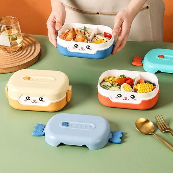 1pc Cute Fresh Bento Lunch Box, Leakproof Lunch Food,Portable Lightweight Food Container, Heat Resistant,For School, Travel,School Supplies