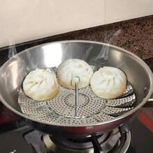 1pc Household Stainless Steel Steamer Portable Folding Retractable Vegetable Steaming Plate Fruit Drippin Plate Mantou Steamer Frame