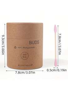 A Box Of Double-Headed Swabs Made From Natural Bamboo, Containing 200 Soft And Comfortable Disposable Swabs, Suitable For Nail Art And Makeup.
