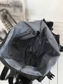 Men's Letter Decor Solid Color Messenger Bag With Pendant Back To School Supplies Laptop Bag