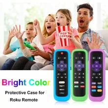 4Pack Case For Roku Remote Cover For Hisense  Roku TV Steaming Stick Express Universal Replacement Controller Silicone Sleeve Skin Glow In The Dark Green Sky Purple Red1f2d - XanhBầu trờiTímĐỏ - Xem 6