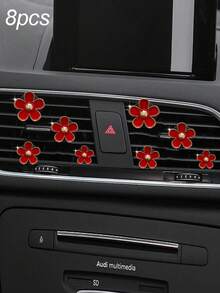 4/8/12件金属雏菊花通风夹套装，汽车空气清新剂装饰 - 紅色 - 查看 18