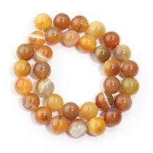 1 Chuỗi hạt đá mã não tự nhiên, màu cam, hạt tròn, hạt đá tự nhiên, hạt sọc để làm trang sức DIY vòng tay và vòng cổ, kích thước 4/6/8/10/12mm - Quả cam - Xem 12