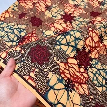 6 码非洲蜡染印花布 - 鲜艳的橙色、黄色、黑色和白色大胆几何花卉图案 | 可机洗，适用于缝纫、DIY 工艺品、家居装饰、时尚设计、耐用纺织品、手工材料、高品质面料、缝纫爱好者 - 乙 - 查看 5