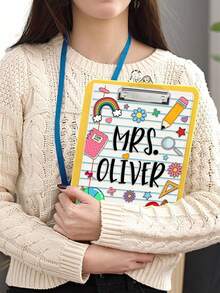 1pc Customized Acrylic Clipboard With The Teacher'S Name Printed On It,Personalized Teacher Clipboard, Teacher Appreciation Gifts, Teacher Gift, Custom Teacher Clipboard With Name, Teacher Acrylic Clipboard Gift - Notebook Clip - View 6