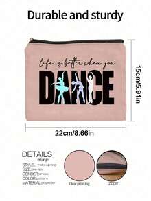 Dance Letter Makeup Cosmetic Bag Birthday Graduation Gift For Daughter Wedding Gift Adult Daughter Gift Travel Toiletry Bag Daughter Bridal Shower Gift Make Up Pouch Makeup Bag Gift For Make Up Organizer For Makeup Tools Wash Bag For Girl Women (Various Patterns To Choose From)Travel Essentials Vacation Summer Holiday Back To School School Stuff Bag For School Wash Bag Travel - Multicolor - View 2