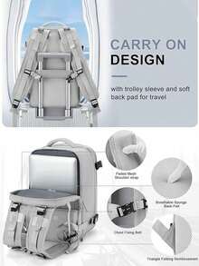 Balo du lịch Ryanair, Túi xách tay 40x20x25 có ngăn đựng giày, Ngăn đựng đồ ướt và khô, Túi xách tay dưới ghế, Túi hàng không, Balo du lịch nữ, Balo thường ngày được chứng nhận hàng không, Balo hành lý ngoài trời Túi công tác cuối tuần có đầu ra USB Balo du lịch chống thấm nước cho nam - Xám - Xem 7