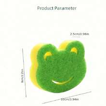 5/3/1 Pcs Frog Shaped High Quality Wheat Straw Cleaning Sponge - Double-Sided, Multi-Purpose Kitchen And Bathroom Scouring Pads - Heavy Duty Dish Washing And Furniture Cleaning Sponge, Green And Yellow, Kitchen Cleaning Accessory | Double-Sided Sponge | Wheat Straw Material - Multicolor - View 2