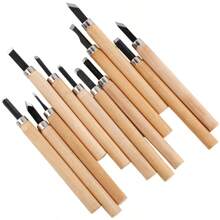 6-12pcs High Manganese Steel Engraving Knife With Wooden Handle Professional Handmade Wood Carving Chisel Tools Kit Carving Accessories
