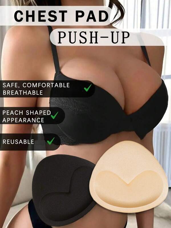 2 paires de coussinets auto-adhésifs en silicone pour soutien-gorge et maillot de bain, coussinets en mousse invisibles et ultra-épais de 11 cm/4,33 pouces pour rehaussement de la poitrine, coussinets de poitrine de couleur unie