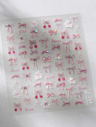 Luxury Crystal Diamond Nail Art Stickers New Technology 3D Nail Stickers Relief Bow Back Adhesive Nail Decoration Stickers Decals Press On Nails