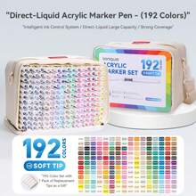 96/192/240色朗格丙烯马克笔，直接液体绘画专用马克笔，附赠布袋和礼盒，丙烯颜料笔套装，学生可使用美术绘画工具进行艺术创作，画笔可叠加颜色而不漏墨，返校季礼物，送给学生和朋友的礼物，圣诞节和新年礼物 - 彩色 - 查看 15