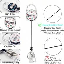 1 件（徽章夹 + 挂绳 + 卡套）多功能护士证件夹，配有可伸缩徽章卷轴、可拆卸横向卡套、护士/教师/医务人员证件夹、护士节礼物 - 彩色 - 查看 3