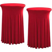 Set de 2 manteles redondos de 32x43"/24x43" de estilo elástico y ajustado en spandex para bares, pubs, bodas, fiestas, banquetes y cumpleaños