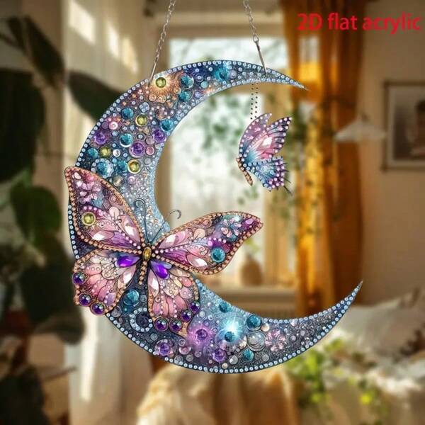 Kit de pintura de diamantes 5D acrílica 2D, mosaico de diamantes DIY, colgante asimétrico de cristal, adecuado para manualidades de mosaico acrílico para principiantes, decoración de pared y mesa del hogar, regalo creativo, regalo único para amigos en días festivos