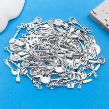 Mix 100 Pieces Of Alloy Antique Silver Tableware Charms Series Pendants Accessories, Suitable For DIY Necklace, Earring, Keychain Jewelry Making Fashion Accessories.