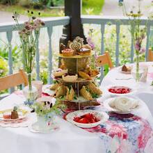 TS6-CUPSET Disposable Truly Scrumptious Party Vintage Floral Tea Cups And Saucer Sets, Mint Green - Green - View 10