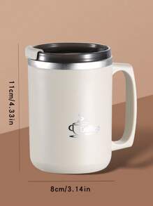1 pezzo tazza in acciaio inossidabile con coperchio, tazza da caffè da 450ml a doppia parete, tazza da viaggio termica con coperchio scorrevole anti-fuoriuscite, nero/grigio/bianco
