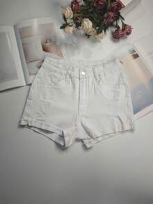 Shorts jeans desgastados para mulheres: uma mistura perfeita de sexy e chique - Branco - Ver 8