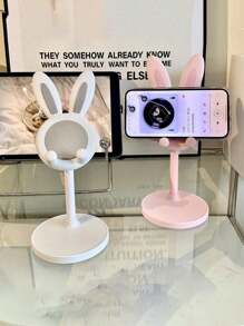 1pc Cute Adjustable Rabbit Shaped Phone Stand, Perfect Desk Decor & Student Companion For Slouchy Time