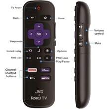 Control remoto de repuesto compatible con todos los televisores LED inteligentes JVC HDR Roku, solo funciona con TV JVC Roku, no para Roku Stick y Roku Box. Además de Apple TV+ Max 65hj - Negro - Ver 5