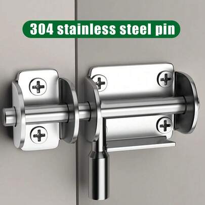 1/2pcs Stainless Steel Door Latch, Vintage Thickened Surface Mount Door Bolt, Suitable For Bathroom, Wooden Doors & Windows, Security Door Latch, Left & Right Bolt, Screw Mounted Installation