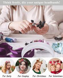 Wecoe Brown Satin Headband Women 1.6 Inch Wide Silk Headband Non Slip Fashion Neutral Colors Plain Hair Band DIY Holiday Hair Accessories For Women Girls Diademas Para Mujer Gifts - 白色 - 查看 6