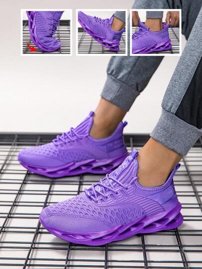 Lightweight Breathable Purple Running Shoes - Non-Slip Blade Sneakers For Men & Women With Soft EVA Sole, Comfortable Low-Top Design For Gym, Sports & Casual Wear