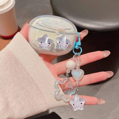 غطاء حامي للسماعة مزين بنجوم السحابة الزرقاء الضوئية، مناسب لحالة حماية سماعات أذن Vivo TWS3E/TWS2E/TWS2/TWS3/TWS4، و TWS 3PRO/IQ00TWS2 اللاسلكية البلوتوث، غطاء ناعم وشفاف إبداعي، حماية ضد السقوط للرجال والنساء