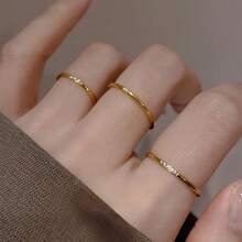 1 pieza/2 piezas/3 piezas Anillos sencillos de titanio y acero con rhinestones, anillos apilables vintage únicos adecuados para uso diario de la mujer, gran regalo para amante/amigo en días festivos