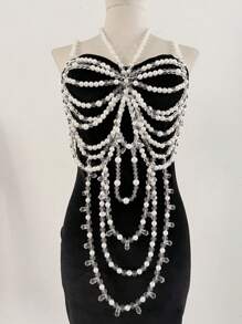 1PC Graceful Flexible Butterfly Rhinestone Tassel Dress For Women Sexy Body Chain Jewelry For Party Nightclub Stage Accessories