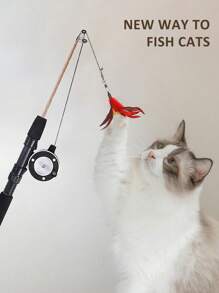 Fishing Rod Cat Teaser Toy, Pet Interactive Toy, Feather Wand Toy For Playing With Cats