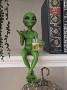 1pc Alien Resin Ornaments, Alien Ufo Outdoor Dwarf Garden Statue Ornaments Decoration, Outdoor Holiday Decor, Summer Theme Supplies, Home Garden Decoration, Yard Decoration, Yard Supplies
