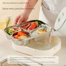 1pc 304 Stainless Steel Bento Lunch Box, Microwave Friendly, Leak-Proof, Thermal, Meal Prep Container With Dividers And Utensils, Portable Work Lunch Box, Food Storage,School Supplies - 304 Stainless Steel Compartment Lunch Box (with Cutlery) - View 7