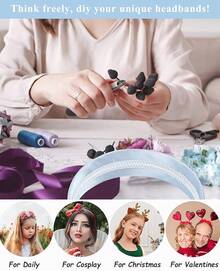 Wecoe Brown Satin Headband Women 1.6 Inch Wide Silk Headband Non Slip Fashion Neutral Colors Plain Hair Band DIY Holiday Hair Accessories For Women Girls Diademas Para Mujer Gifts - 淺藍色 - 查看 4