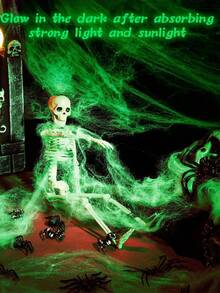 1 Set - Jaring Laba-laba Bercahaya dalam Gelap dengan Laba-laba Hitam, Jaring Laba-laba Elastis Fluorescent, Jaring Laba-laba yang Dapat Diregangkan, Cocok untuk Pesta Halloween Horor di Dalam dan Luar Ruangan, Dekorasi Rumah Berhantu() - MultiWarna - View 5