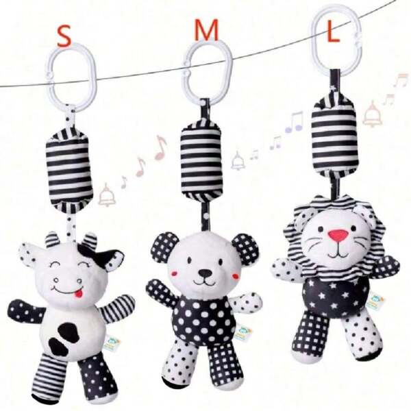 Baby Toy Cartoon Animal Plush Hanging Rattle Toy, Soft Plush Toy With Bell For Use In Crib, Car Seat & Stroller, Best Birthday Gift For Newborn 0-18 Months