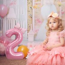 40 Inch Number 0-9 Balloon With Bow Pink Happy Birthday Jumbo Number Balloon For Daughter Birthday Decorations Party Supplies - Multicolor - View 6