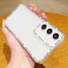 Hermosa funda de teléfono móvil de TPU con brillo y diamantes incrustados, compatible con SAMSUNG S25Edge S25 S25Plus S25Ultra S24 S24Plus S24Ultra S23 S23FE S23Ultra S22 S22Ultra S22 S21FE S20FE A14 A15 A16 A17 A53 A54 A55 A25 A35 A25 A36 A56 y compatible con iPhone
