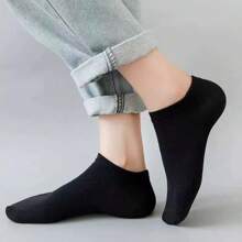 10/20 Pairs Black Solid Color Casual Ankle Socks, Unisex, Comfortable & Minimalist, All Season