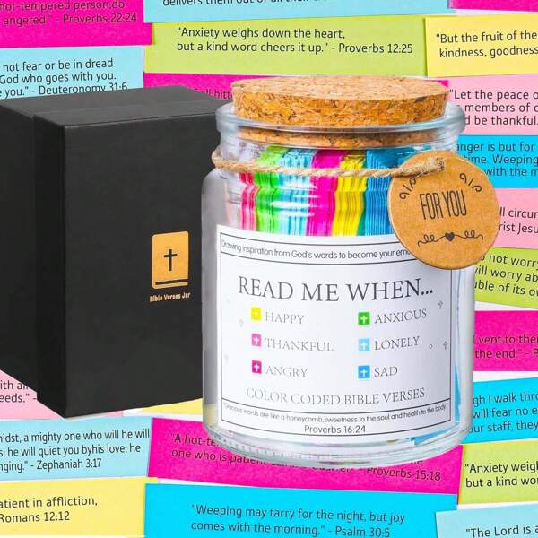 1pc Inspirational Bible Verse Glass Jar, Devout Gift Prayer Jar - Perfect For Wishes, Desk Decor And Love Gifts - Ideal Holiday Party Present, The Hope Jar Bible Verses, Bible Verses In A Jar, Read Me When Bible Verses Jar, Glass Prayer Jar, Prayer Jar Bible Jar Bible Verses For Emotions And Feelings, Scripture Jar Color-Coded Bible Verses In A Jar Prayer Jar Blessings Jar Bible Gifts For Women Christian Bible Gift