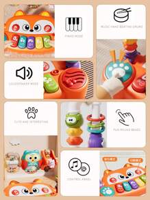1pc Baby Fox Electronic Piano Toy, Multifunctional Early Education Intelligent Musical Toy, Suitable As Baby Gift (Color & Expression Pattern Random)