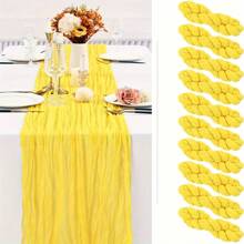 1 Stück Käsetuch Tischläufer Sommer Boho Landhaus Gaze Tischdecke 120 Zoll 10FT Käsetuch Läufer für Party Baby Dusche Heim Dekoration Feiertags Dekorationen