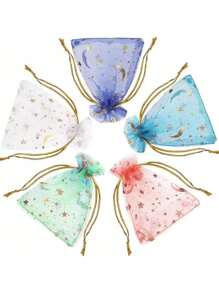 100 /50/20 stuks, maanster-organza zakje met trekkoord - Geweldig voor sieraden, bedankjes op feestjes - Mix van kleuren voor bruiloften, Valentijnsdag en Kerstmis!