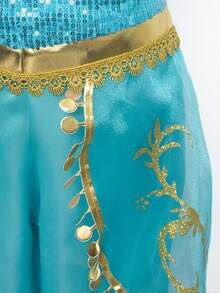 Halloween Cosplay Jasmine Princess Children Performance Outfit Dress - Lamp & Belly Dance Costume - Blue - View 6
