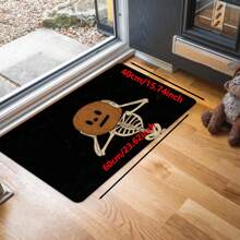 1pc Halloween Skull Pattern Printed Non-Slip Linen Kitchen Rug, Bathroom Mat, Doormat, Home Decor, Halloween Decoration, Halloween Gift, 3D Printed Rectangular, Suitable For Living Room, Bedroom, Hallway, Bathroom, Laundry Room - Polyester Carpet, Indoor & Outdoor Use