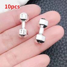 Juego de 10/32 piezas surtido de dijes de equipo de fitness de aleación con acabado plateado antiguo, adecuado para hacer collares, aretes, llaveros y accesorios de joyería DIY