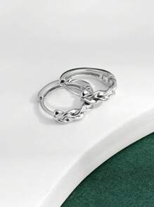 1 Pair Fashionable Minimalist Elegant 925 Sterling Silver Twisted Geometric Design Earrings, Gift For Women, Suitable For Wedding, Date, Party